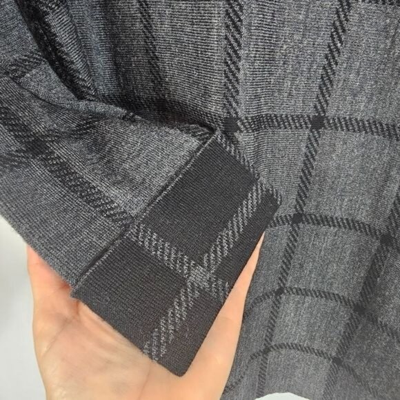 Tahari Extra Fine Merino Wool Sweater Sz M Boatneck Gray Black Quiet Luxury - Picture 5 of 7